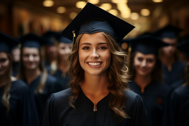 Studenten akademische Hochschulbildung Absolventen der Universität Frau junge Abschluss Person glücklich