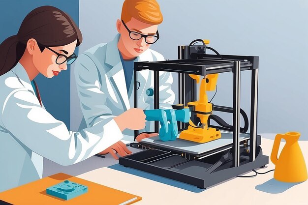 Studenten, die 3D-Drucker verwenden, um Modelle für medizinische Prothesen zu erstellen