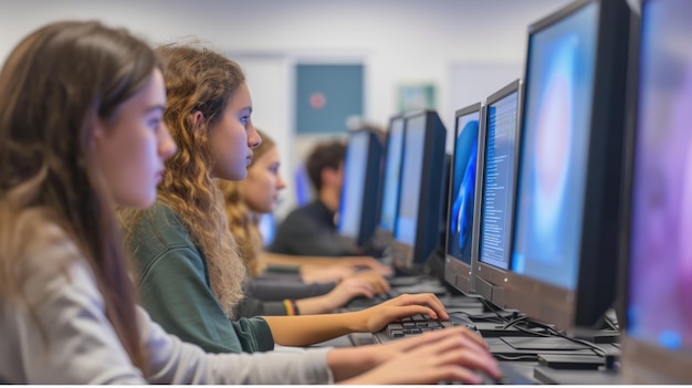 Studenten, die Computerprogrammierung lernen