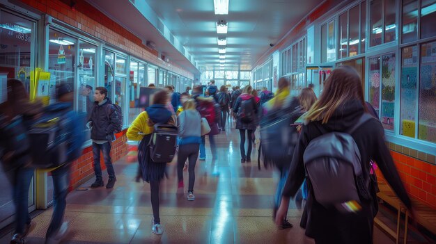 Studieren in einer geschäftigen Schule