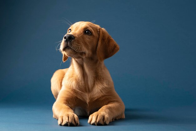 Studio-Aufnahme eines entzückenden jungen Golden Labrador Retriever-Hündchens