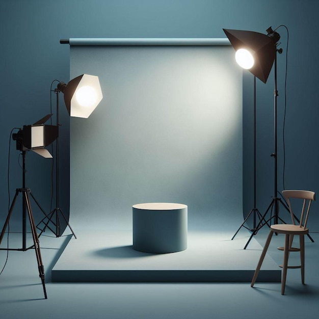 Studio-Hintergrund mit Kamera und Licht