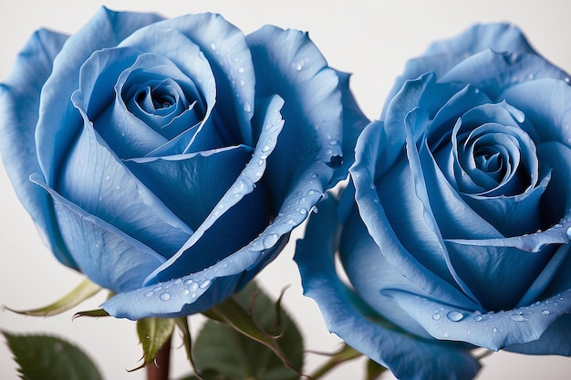 Studio-Makrobild von zwei blauen Rosen