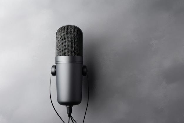 Studio-Metallmikrofon auf weißem Hintergrund Internationaler Podcast-Tag Radio-Sound-Arbeitsraum für