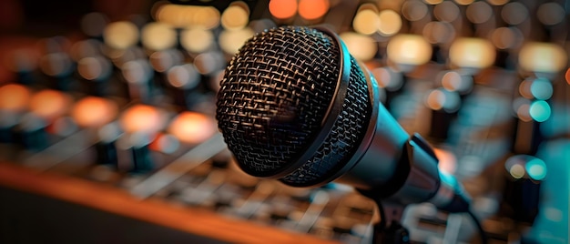Studio-Mikrofon-Exzellenz Präzisions-Sound für Audio-Kunstlichkeit Konzept Stimmaufnahme Audio-Produktion Home-Studio-Einstellung Professionelle Ausrüstung Voiceover-Techniken