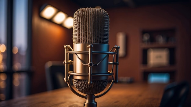 Studio-Mikrofon-Podcast und Radiokonzept Generative KI