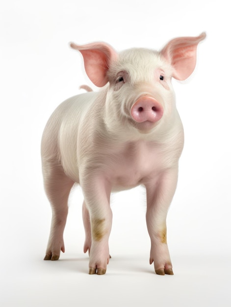 Foto studio-schwein-aufnahme isoliert auf klarem weißen hintergrund generative ki