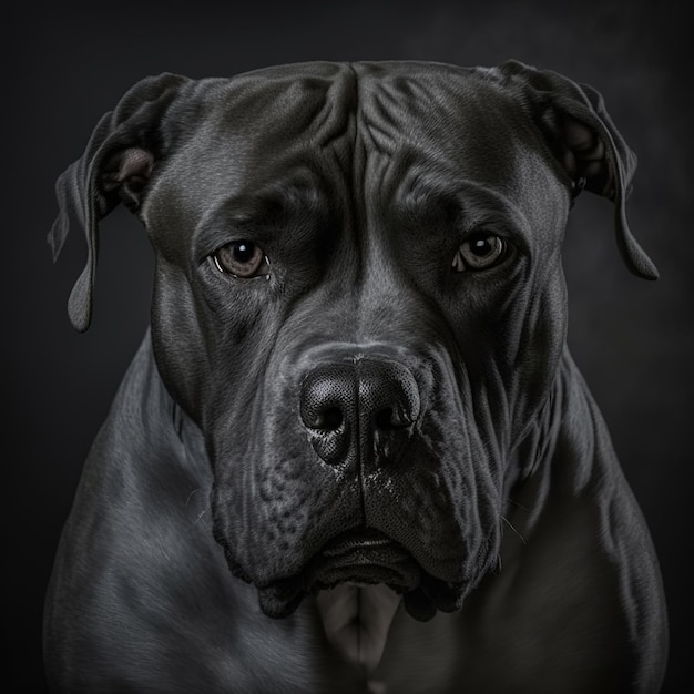 Studioporträt des italienischen Cane Corso-Hundes in hinreißender realistischer Nahaufnahme