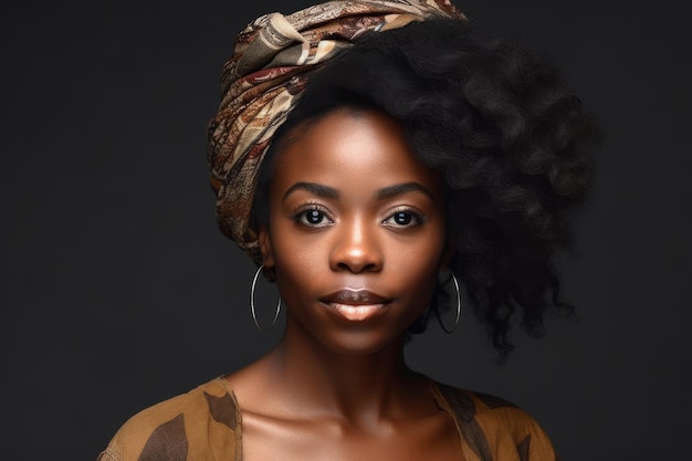Studioporträt einer jungen Afrikanerin, isoliert auf Grau, erstellt mit generativer KI