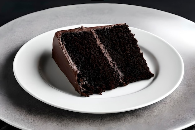 Stück Schokoladenkuchen auf der weißen Platte