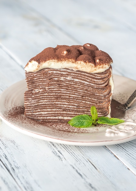 Stück Tiramisu-Crêpe-Kuchen
