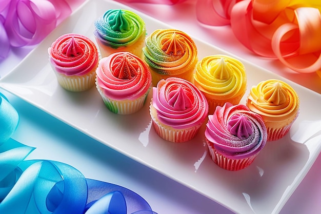 Stückchen Regenbogen-Mini-Kuchen für die LGBT-Party