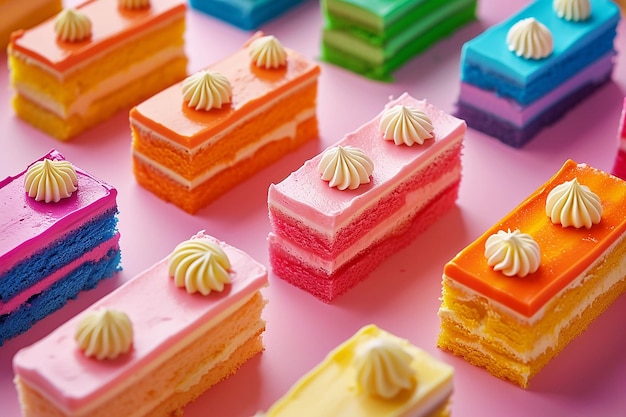 Stückchen Regenbogen-Mini-Kuchen für die LGBT-Party