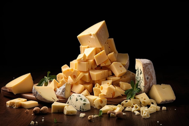 Stücke Käse Verschiedene Käsesorten auf dem Tisch