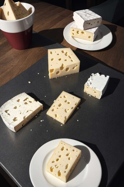 Stücke köstlichen Käses auf einem Tisch