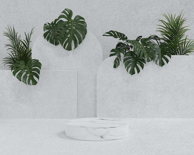 Stufensockel aus natürlichem Marmor Minimaler abstrakter Hintergrund und 3D-Rendering Podiumsanzeige