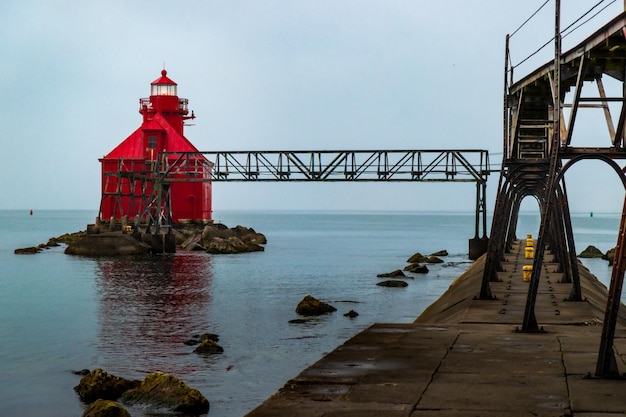 Sturgeon Bay Ship Canal Pierhead Lighthouse in Door County, Wisconsin, USA