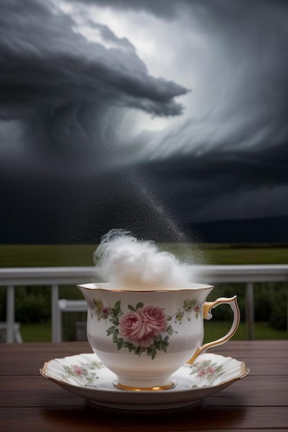 Sturm über eine Teekanne