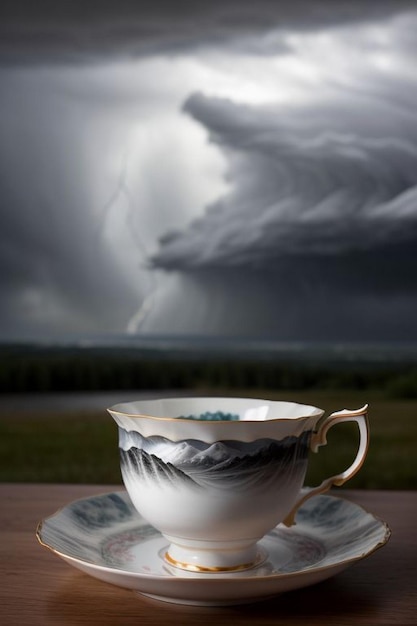 Sturm über eine Teekanne