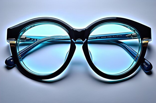 Stylische Brillen auf einem Holztisch Modische Brillen ai generative
