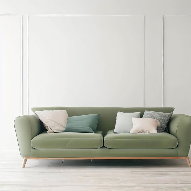 Stylisches graues Sofa in der Nähe einer weißen Wand Generative KI