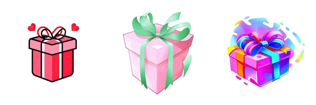Stylisches Logo Neujahrsgeschenk im 2D-Stil