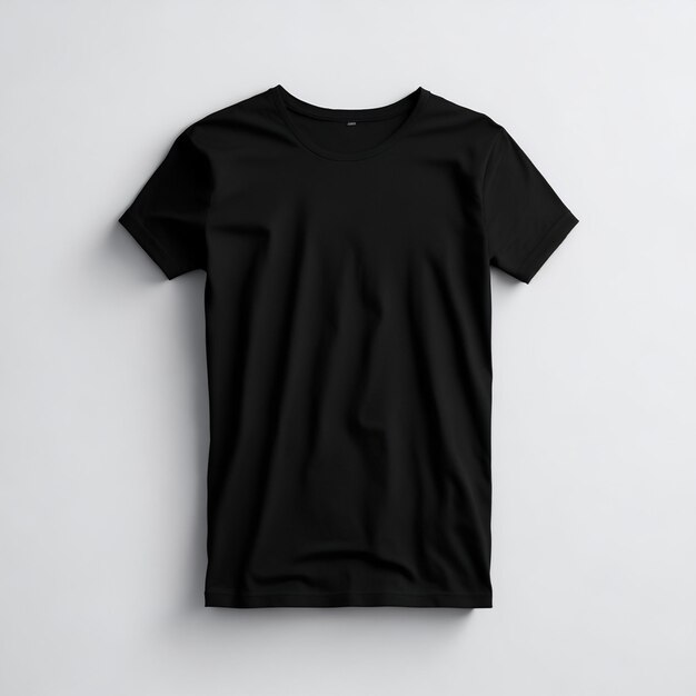 Stylisches schwarzes T-Shirt auf weißem Hintergrund Vorderseiten Raum für Design Generative KI