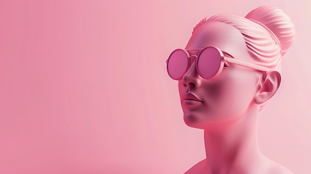 Stylish AIGenerated Woman en gafas de sol rosas Perfecto para la moda moderna y las imágenes de belleza Diseño elegante y de moda AI