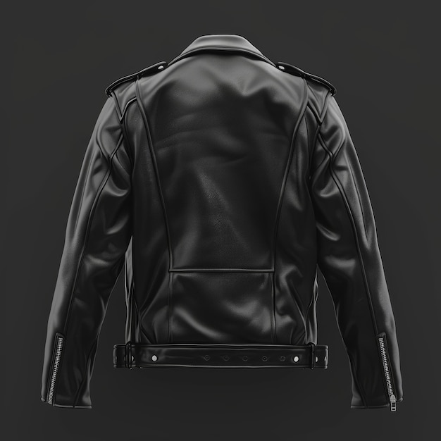 Stylish Black Leather Jacket em um fundo liso Generative AI
