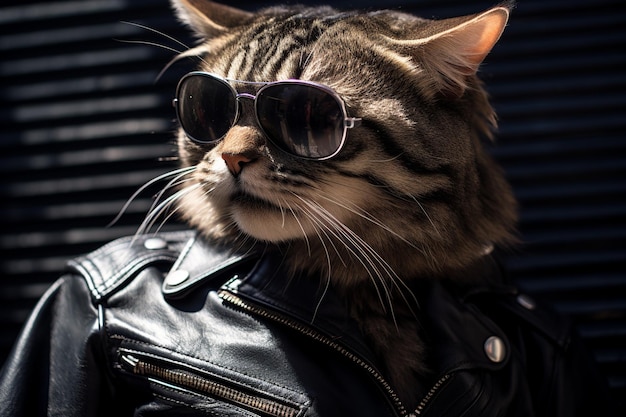 Foto stylish_cat_leather_jacket