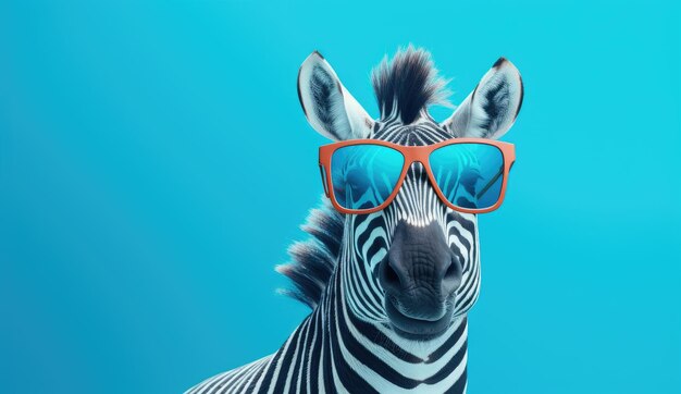 Foto stylish zebra mostra o mais recente na moda animal com óculos de sol generativos de ia