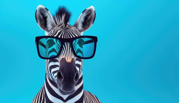 Foto stylish zebra mostra o mais recente na moda animal com óculos de sol generativos de ia