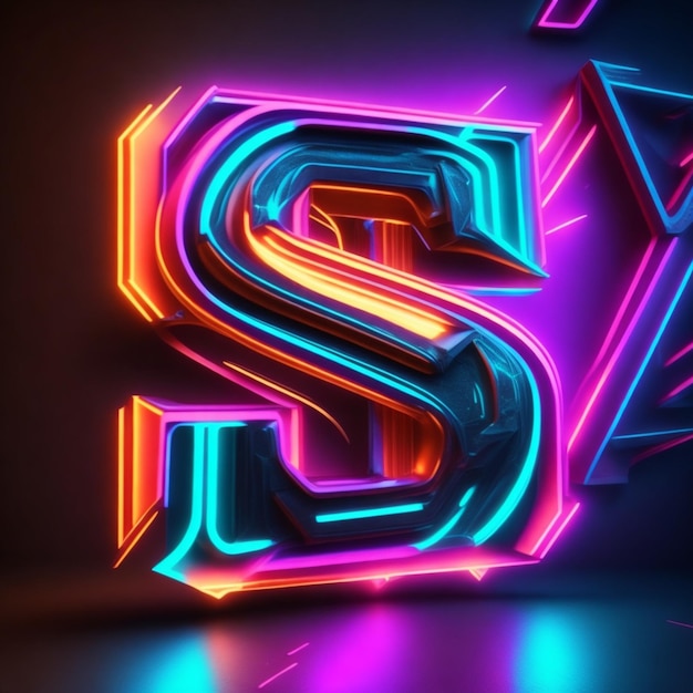 Stylist AI generierte Logo S 3D-Neoneffekt