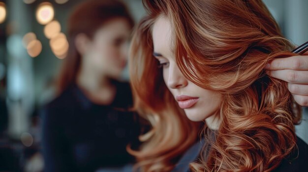 Stylisten, die elegante Locken im HighEnd-Frisursalon herstellen