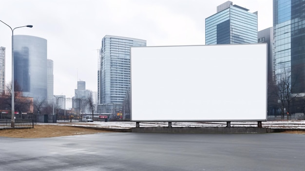 Su diseño aquí Maqueta de valla publicitaria de una ciudad vibrante en un día de verano