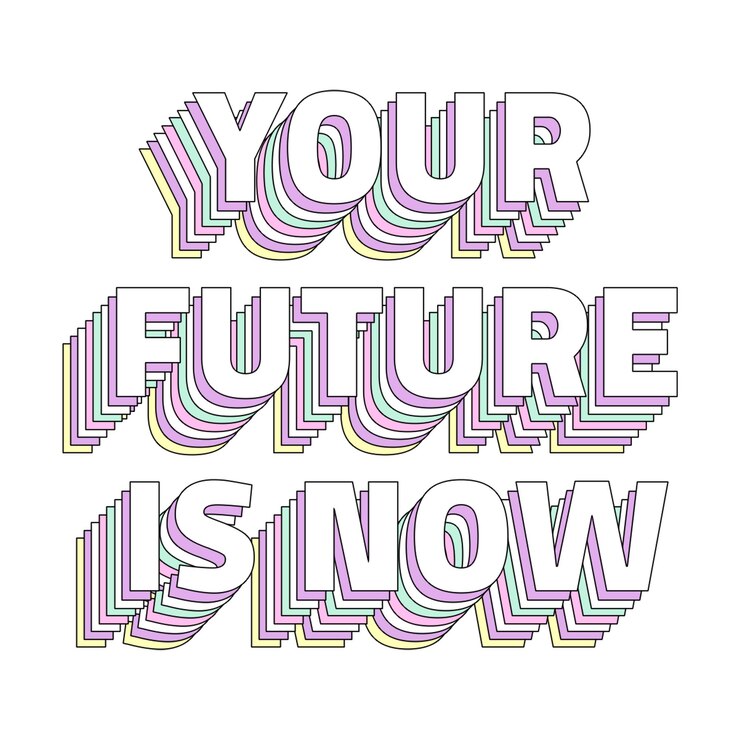 Foto su futuro es ahora en capas mensaje png tipografía palabra retro