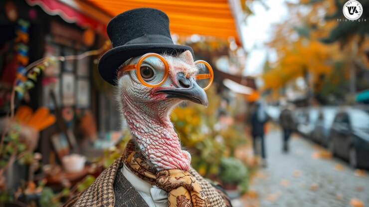 Suave desfiles de pavo a través de las calles de la ciudad en elegancia a medida que personifica el estilo callejero