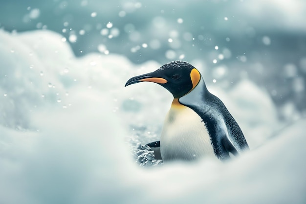 El suave deslizamiento de un pingüino en aguas prístinas