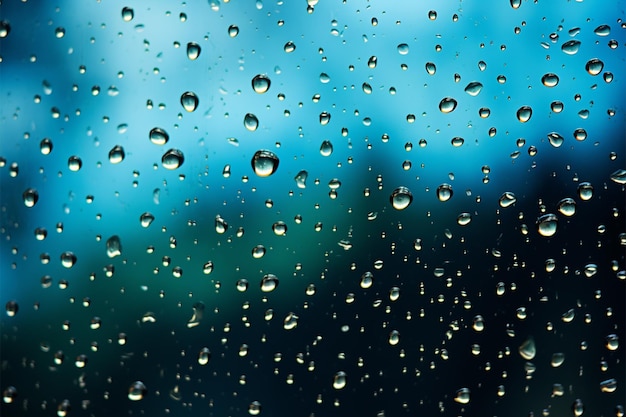 La suave lluvia adorna el vidrio de la ventana con brillantes perlas efímeras
