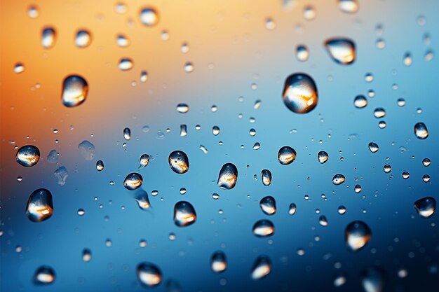 La suave lluvia adorna el vidrio de la ventana con brillantes perlas efímeras