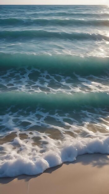 La suave ola del océano azul en la playa de arena