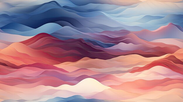 Las suaves capas coloridas del paisaje montañoso repiten el patrón