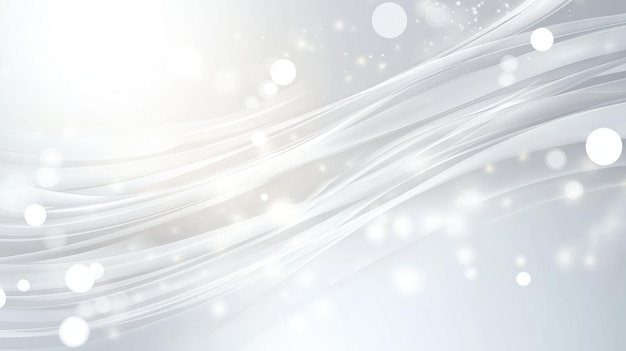 Suaves líneas onduladas blancas curvas a través de un fondo brillante con bokeh borroso que transmite una estética de diseño elegante y lujoso para composiciones visuales sofisticadas