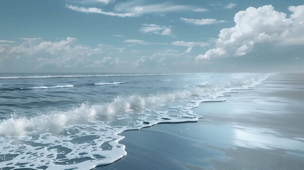 Las suaves olas del océano golpean la orilla creando una escena pacífica y relajante