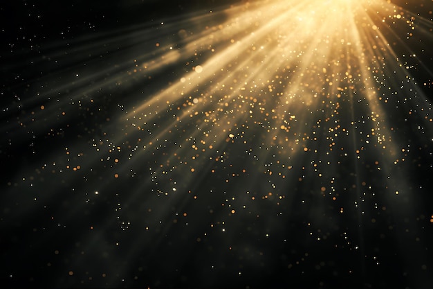 Suaves rayos radiantes de luz penetran en la oscuridad