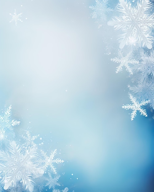 Los suaves tonos azules y blancos convergen en un sereno telón de fondo invernal de copos de nieve besados