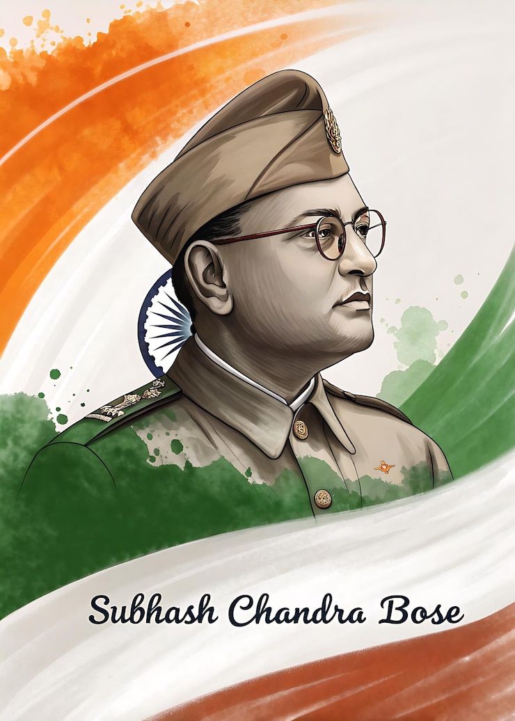 Foto subhas chandra bose ilustración del aniversario de su nacimiento arte poster de las redes sociales