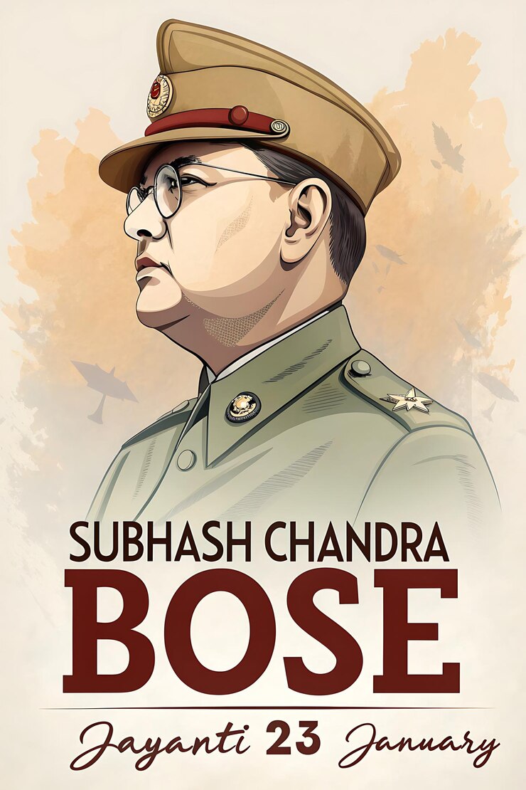 Foto subhas chandra bose ilustración del aniversario de su nacimiento arte poster de las redes sociales