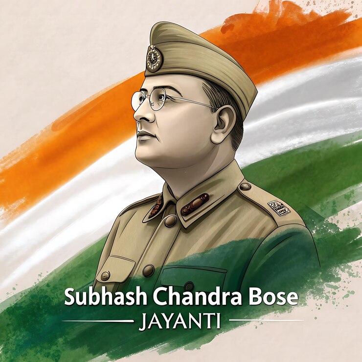 Foto subhas chandra bose ilustración del aniversario de su nacimiento arte poster de las redes sociales