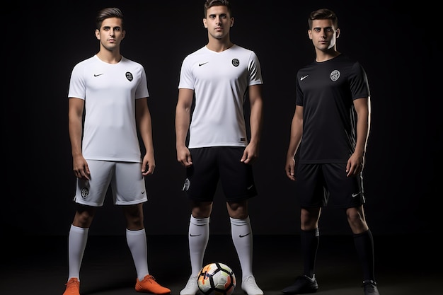 Foto sublimação de roupas esportivas desenha uniformes de futebol profissional